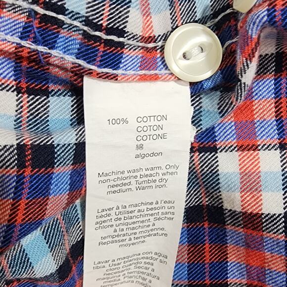 GapKids Outlet Plaid Shirt Boys Long Sleeve Button Down Size Large Blue Red - Picture 5 of 6